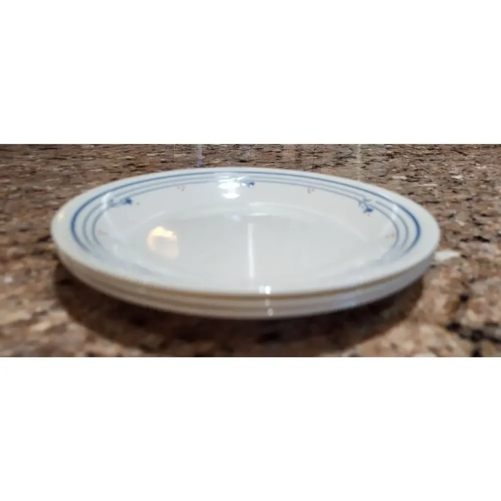 3 Corelle Country Violets Bread & Butter Plates Beige Plates Blue Flowers 6.75